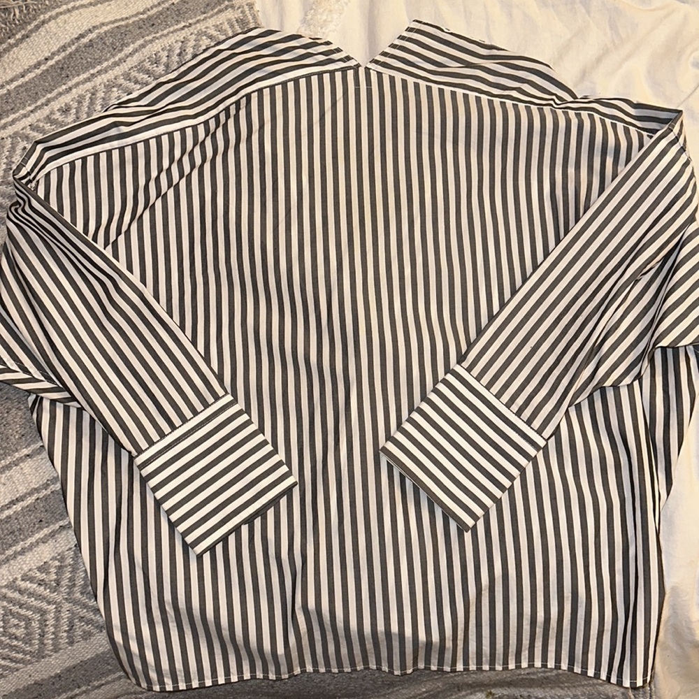 Nili Lotan 3/4 Sleeve Stripe Button Down Shirt - Picture 6 of 6
